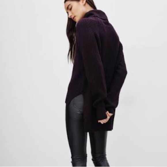 BLACK Aritzia Wilfred Free Lin merino wool Turtleneck Sweater size Large - Picture 2 of 8